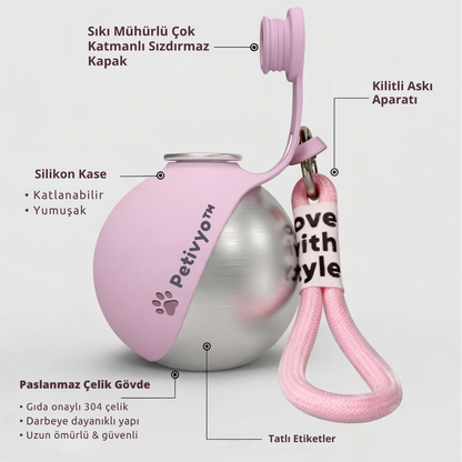 PETIVYO HydroPaw™ | Paslanmaz Çelik Taşınabilir Köpek Su Matarası