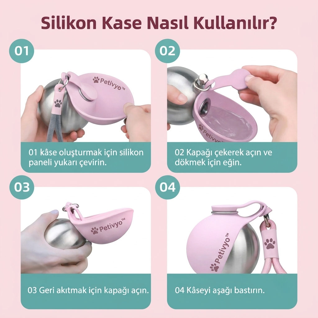 PETIVYO HydroPaw™ | Paslanmaz Çelik Taşınabilir Köpek Su Matarası