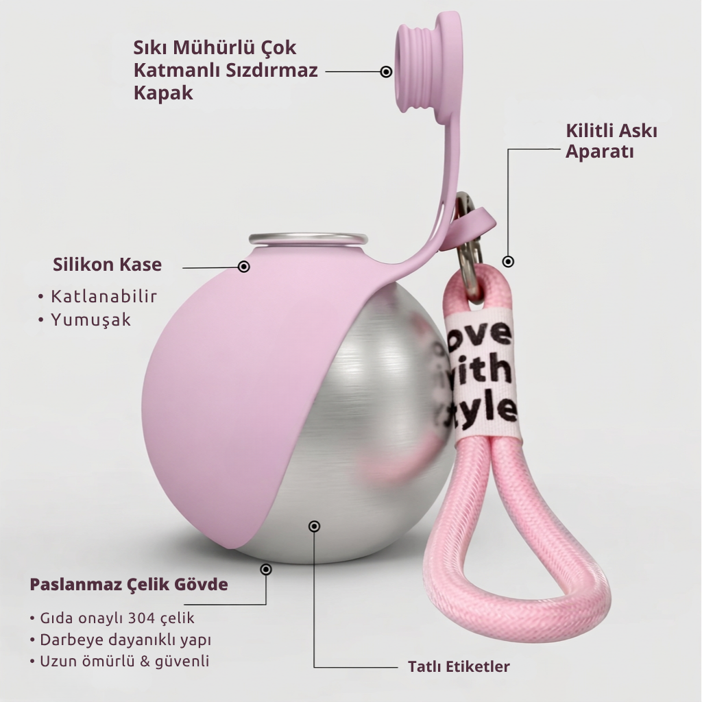 PETIVYO HydroPaw™  Paslanmaz Çelik Taşınabilir Köpek Su Matarası